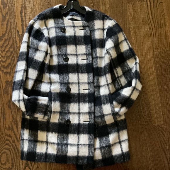French Connection Oversize Plaid Wool Coat - Size 4 - Picture 9 of 10